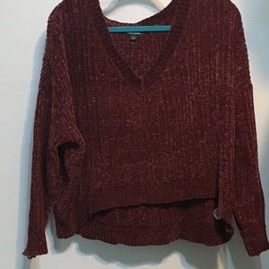 Wild Fable purple crochet patterned Vneck sweater